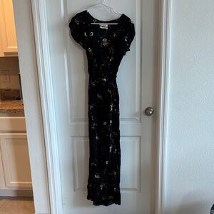 Urban Outfitters Black Floral Wrap jumpsuit size 0